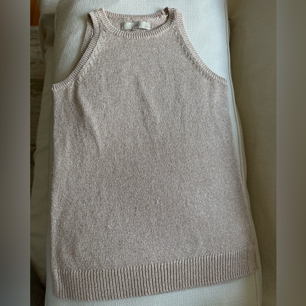 LOFT Beige Shimmer Tank Top in XSP